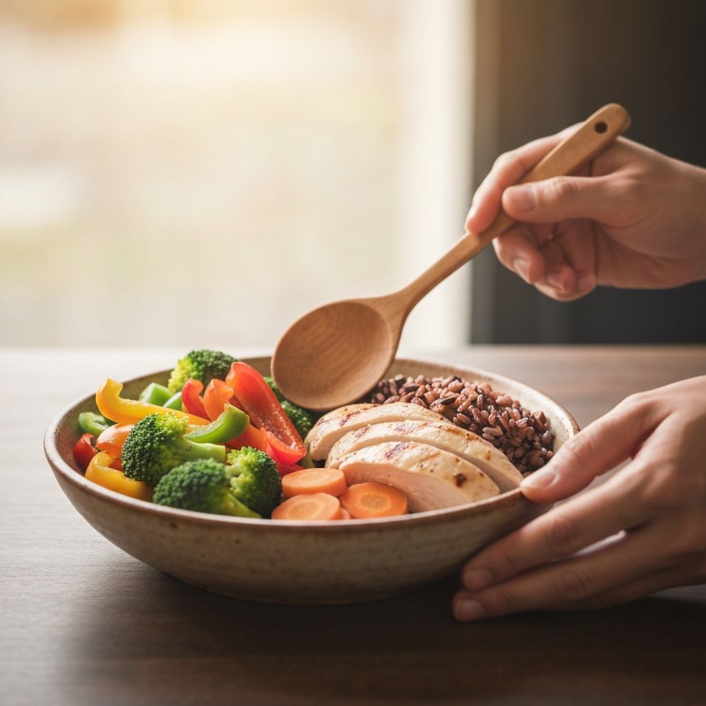 Balanced, nourishing meal in ceramic bowl